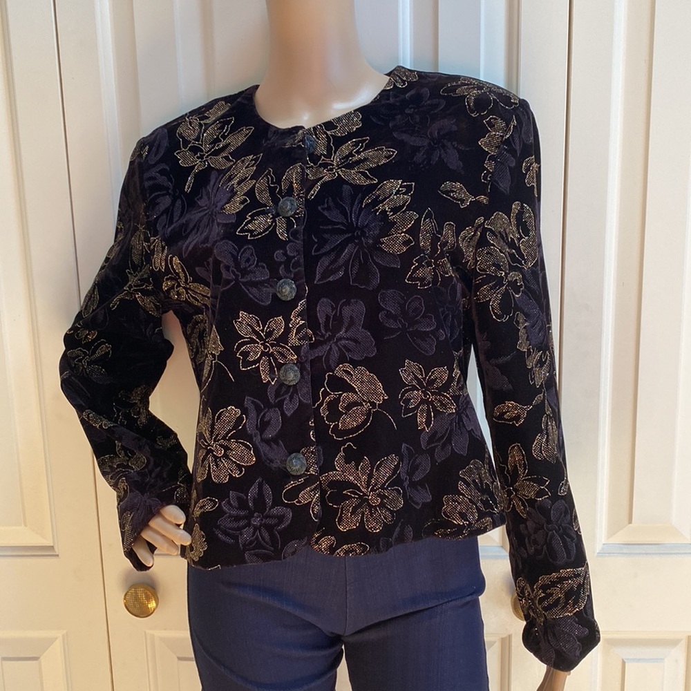Norton McNaughton Womens Black Velvet Jacket. Size 12.